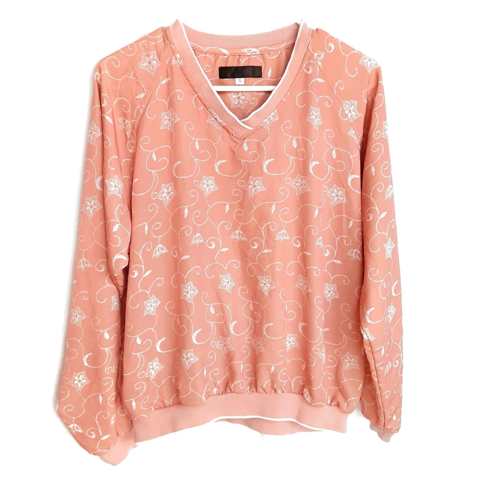 DANA LEE SPORTSWEAR Floral Bomber Style Sweatshirt Top Size Small / Medium